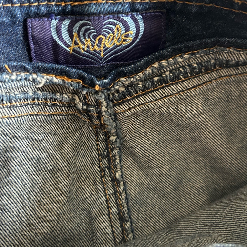 Vintage Y2K Angels Dark Blue Denim Mini Skirt Grommet Attached Belt Bratz Style - Picture 2 of 7